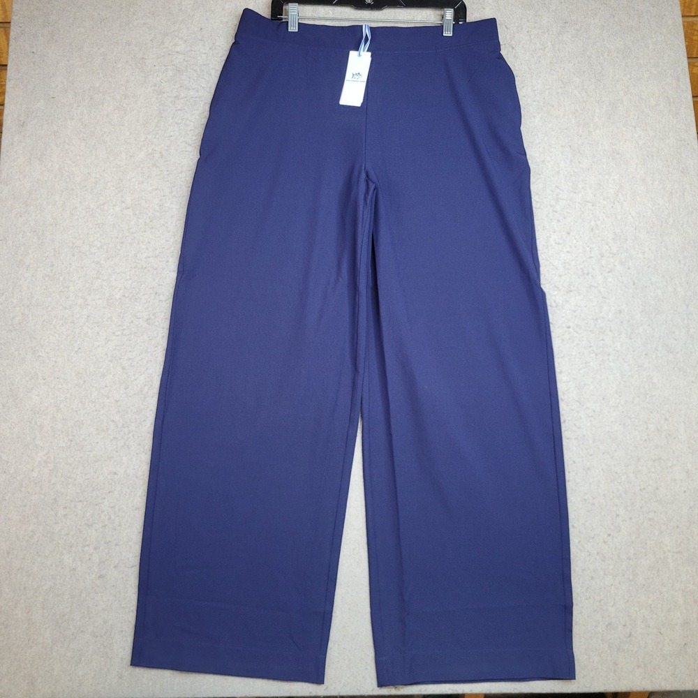 Southern Tide Teegan Wide Leg Woven Pants Womens XL‎ Navy Blue Relaxed Baggy NEW